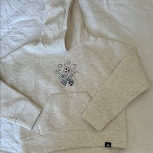 Adidas Light Gray Hoodie with Embroidered Logo